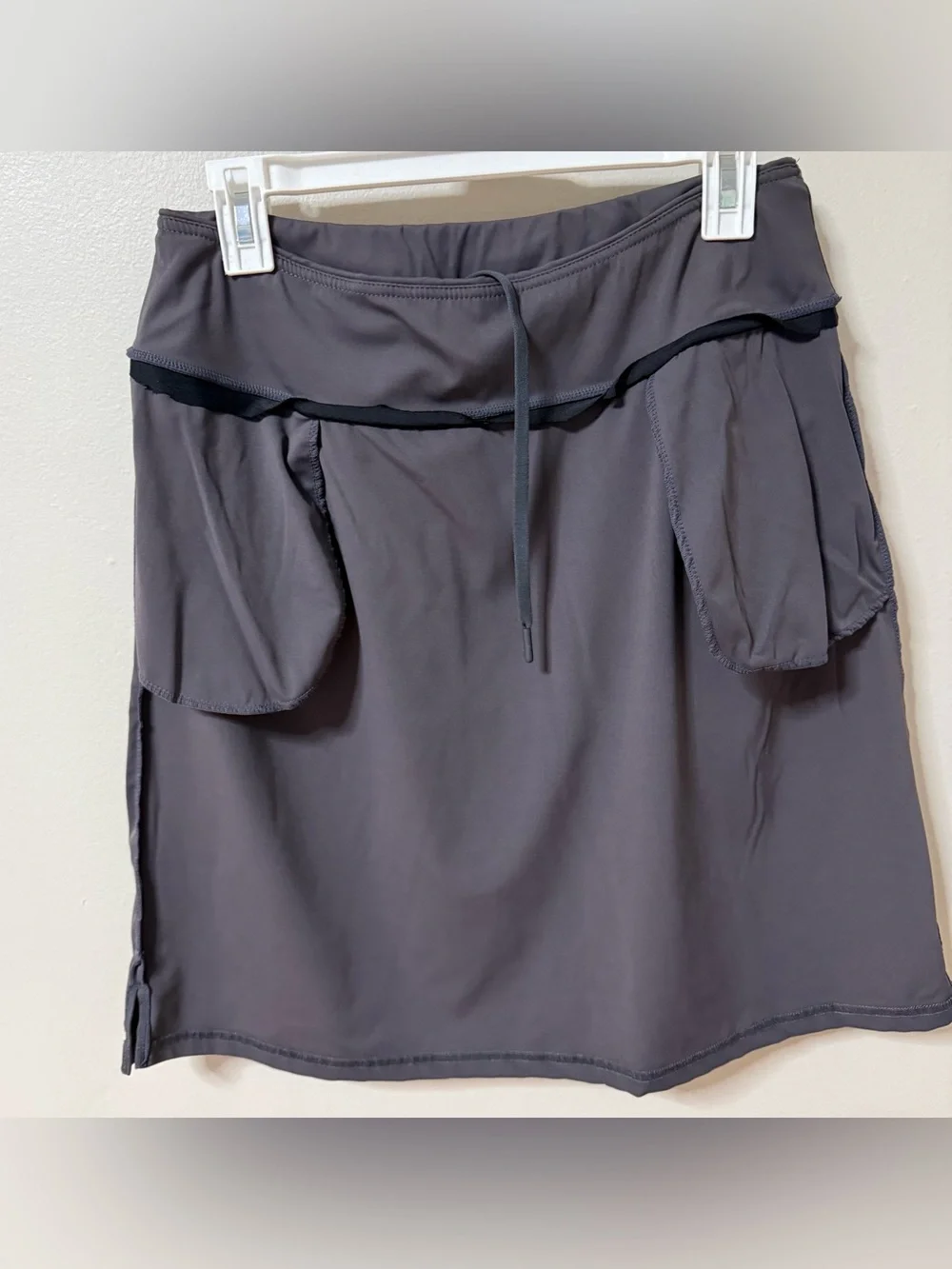 SANTINY Grey Golf Tennis Pickleball Skirt Skirt Womens L Drawstring Pockets